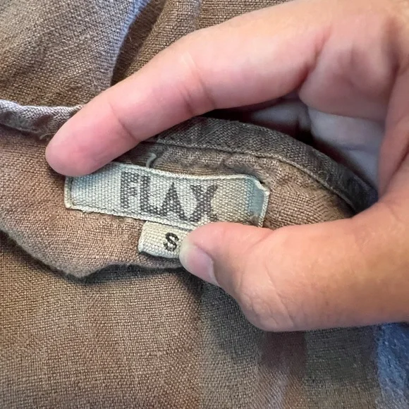 Flax by Jeanne Engelhart 100% Linen Sleeveless brown round neck top - Picture 5 of 9